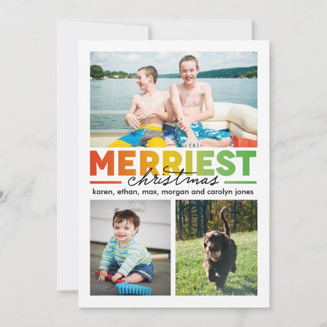 Merriest Christmas Multi x 3 Holiday Card (Front)
