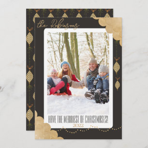 Merriest Christmas Photo / Signature Ash Black Holiday Card