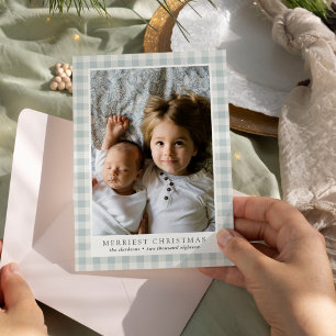 Merriest Christmas Plaid Photo Holiday Card
