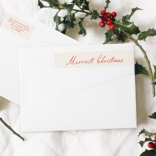 Merriest Christmas Red Holiday Return Address Wrap Around Label
