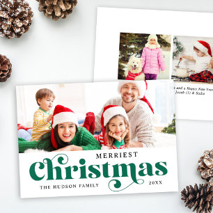 Merriest Christmas Script Letterpress Photo Cards