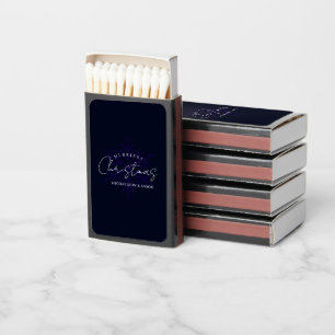 Merriest Christmas Snowflake Navy Blue Matchboxes