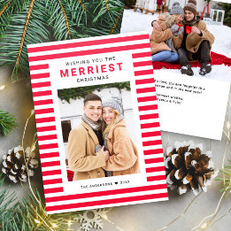 Merriest Christmas Striped Letterpress Photo Cards
