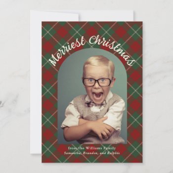 Merriest Christmas Tartan Plaid With Your Photo Holiday Card by DP_Holidays at Zazzle