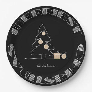 Merriest Christmas Tree Black Paper Plates
