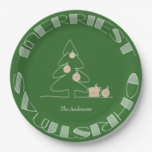 Merriest Christmas Tree Green Paper Plates