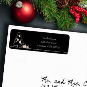 Merriest Christmas Tree on Black Return Address Label