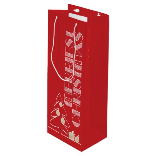 Merriest Christmas Tree Red Holiday Wine Gift Bag