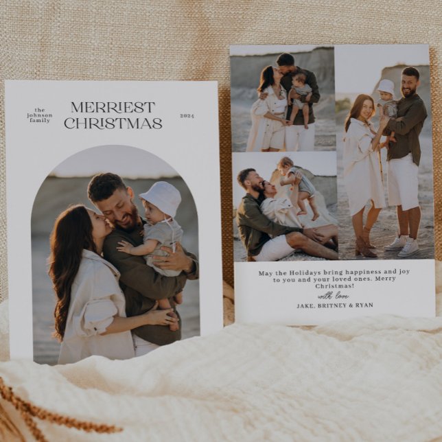 Merriest Christmas Typography Arch Photo Holiday Card (Creator Uploaded)