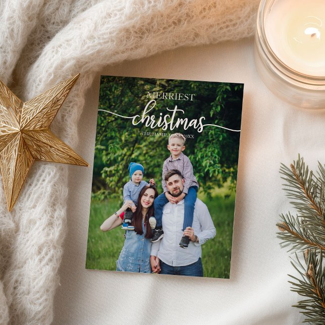 Merriest Christmas Unique Photo Holiday Greeting Postcard (Creator Uploaded)