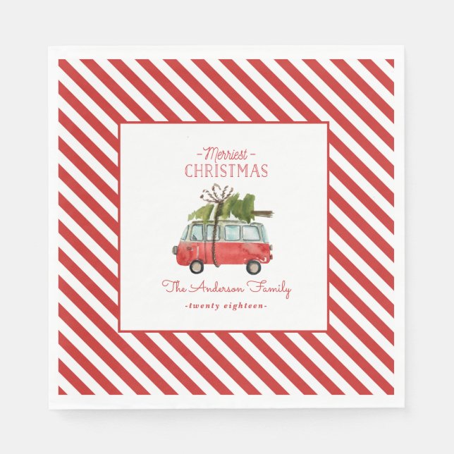 merriest christmas watercolor car napkins (Front)