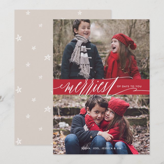 Merriest Days Christmas Holiday Photo Card (Front/Back)