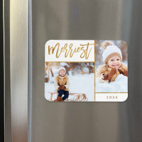 Merriest Faux Gold Foil 2 Photo Holiday