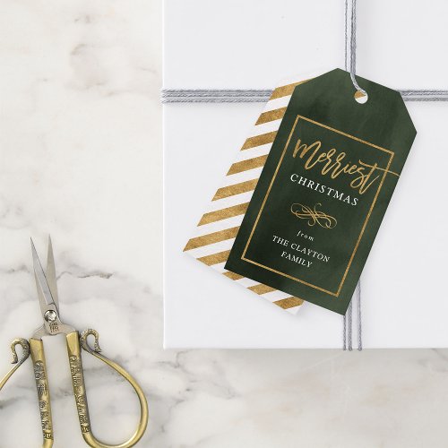 Merriest Faux Gold Foil Personalized Christmas Gift Tags