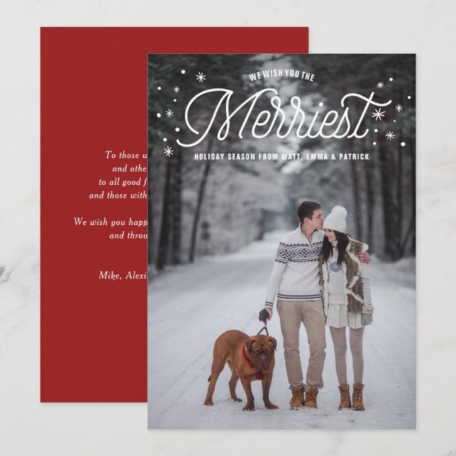 Merriest Holiday Season Photo Overlay Christmas Card (Front/Back)