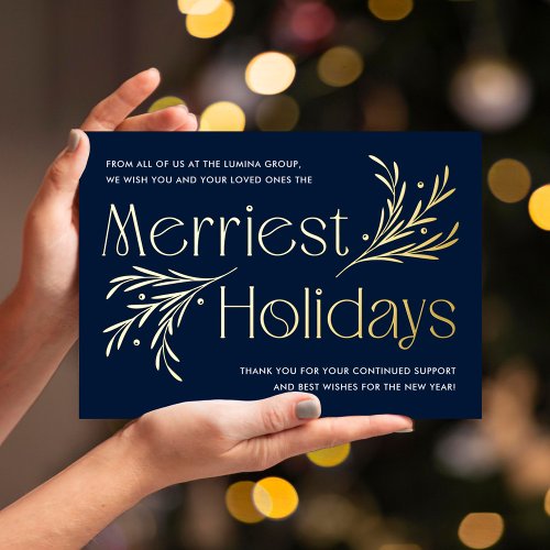 Merriest Holidays FOIL Business Holiday Card