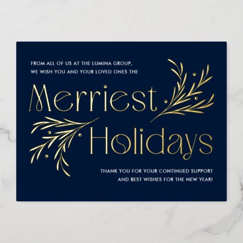 Merriest Holidays FOIL Business Holiday Postcard
