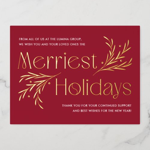 Merriest Holidays FOIL Business Holiday Postcard