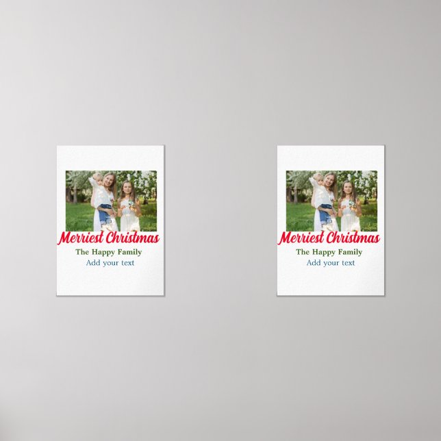 Merriest joyful christmas holiday add family name  wall art sets (Front)