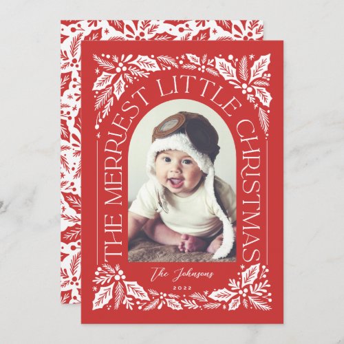 Merriest Little Christmas Berry Photo Arch Red Holiday Card