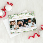 Merriest Little Christmas Greenery Photo Collage Holiday Card<br><div class="desc">Celebrate your growing family with this sweet holiday card featuring a three-photo collage and a watercolor greenery-and-berry border. The elegant gold-script “Little” adds a timeless,  modern touch. Add baby’s name and birth details for a keepsake-worthy first-Christmas greeting. Perfect for new parents and young families.</div>
