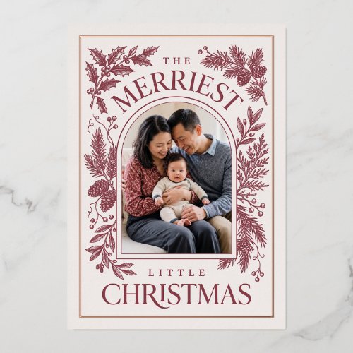 Merriest Little Christmas Vintage Botanical - Red Foil Invitation
