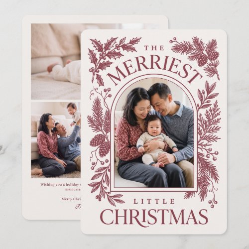 Merriest Little Christmas Vintage Botanical - Red Holiday Card