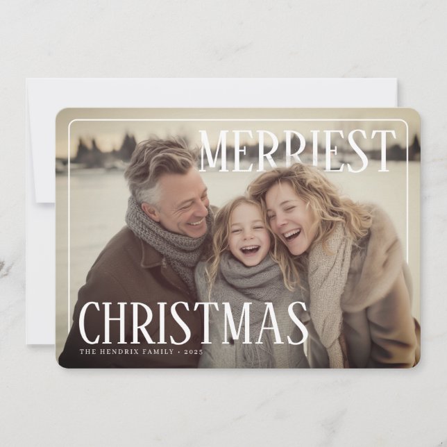 Merriest Modern Christmas Photo Holiday Card (Front)