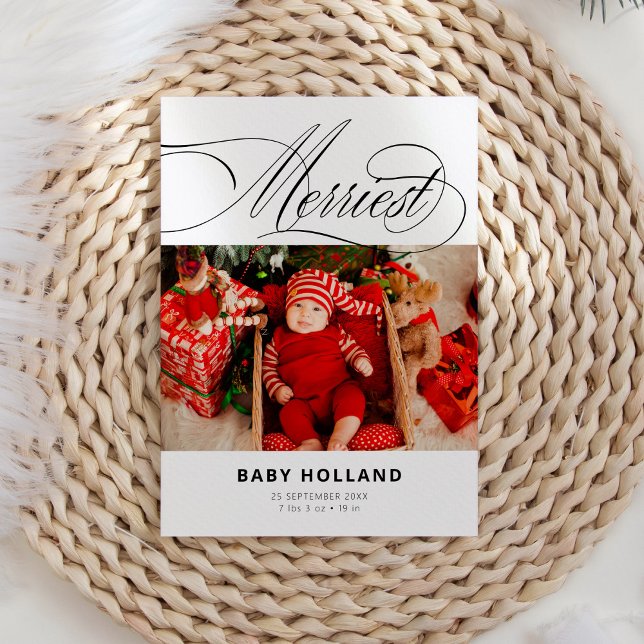 Merriest Modern Photo Christmas Birth Announcement (Creator Uploaded)