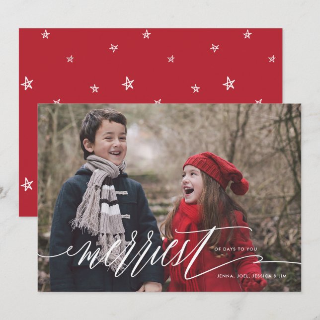 Merriest of Days Christmas Holiday Photo Card (Front/Back)