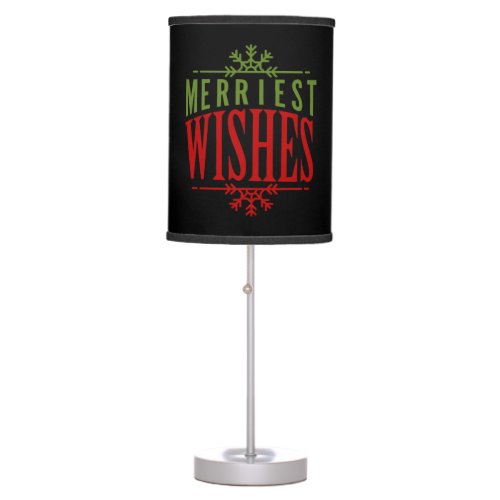 Merriest Wishes Christmas Message Table Lamp