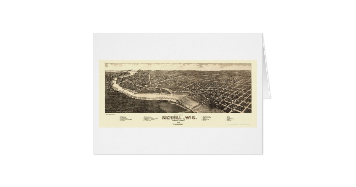 Merrill, WI Panoramic Map 1883 Zazzle