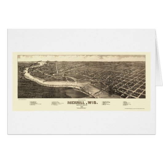 Merrill, WI Panoramic Map - 1883 Cards (Front Horizontal)