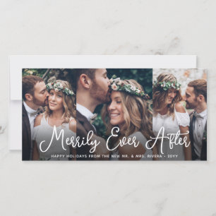 Merrily Ever After 4 Photo Newlyweds 1st Christmas Holiday Card