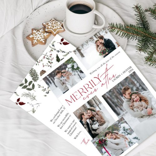 Merrily Ever After 5 Photo Newlywed  Holiday Card