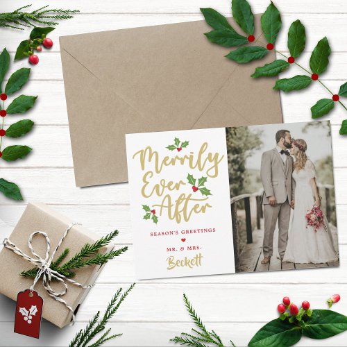 Merrily Ever After Christmas Photo Holiday Card