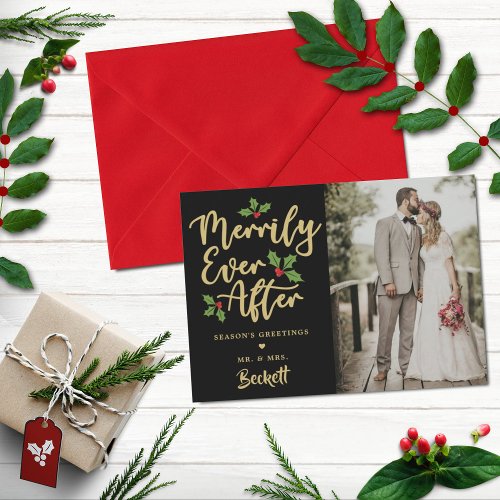 Merrily Ever After Christmas Photo Holiday Card