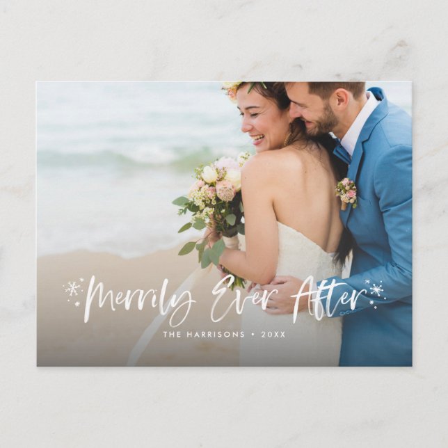 Merrily Ever After Christmas Photo Holiday Postcard (Front)