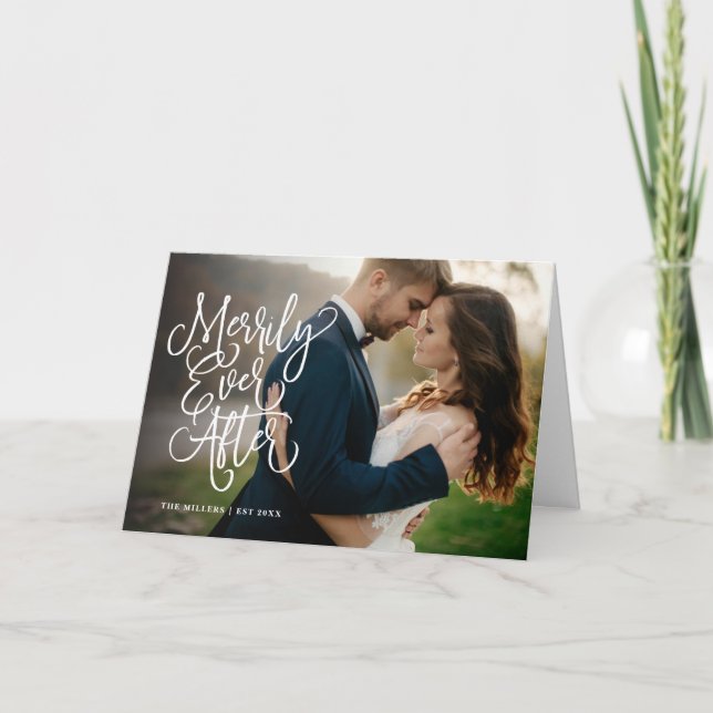 Merrily Ever After Full Photo Holiday | Thank You Card (Front)