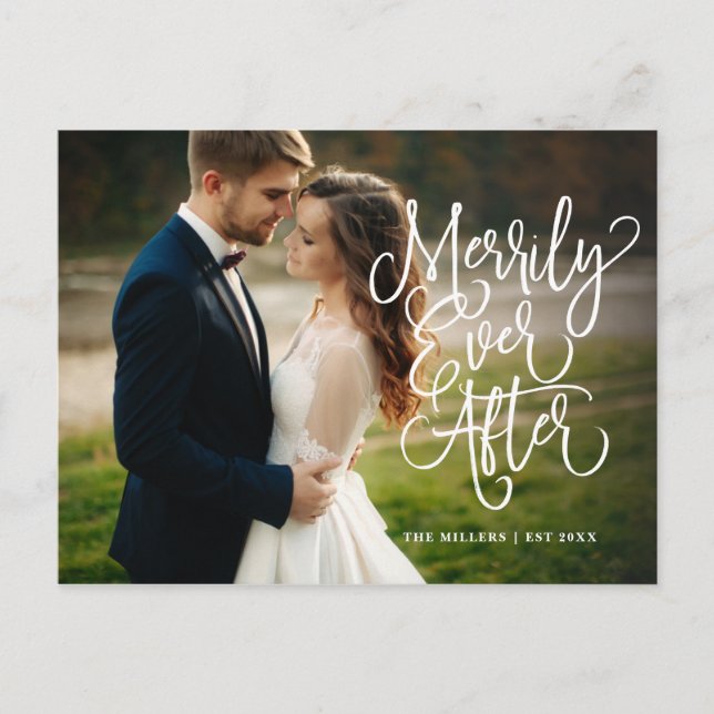 Merrily Ever After Full Photo Holiday | Thank You Postcard (Front)