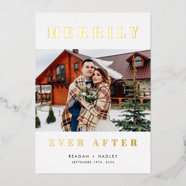 Merrily Ever After Holiday Wedding Announcement (Front)