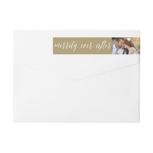 Merrily Ever After Holiday Wedding Photo Address Wrap Around Label