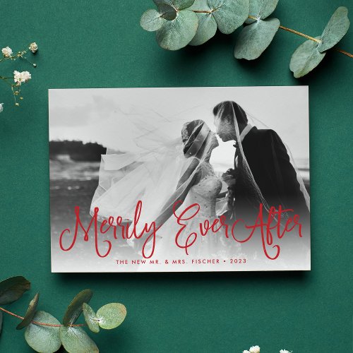 Merrily Ever After Newlywed Holiday Photo Card