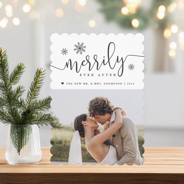 Merrily Ever After | Newlywed Photo Holiday Card (Creator Uploaded)