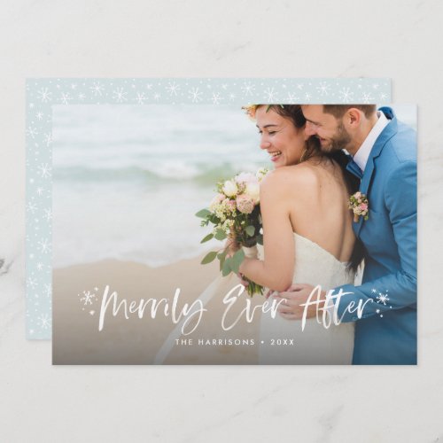 Merrily Ever After Newlyweds Christmas Photo Holiday Card