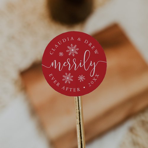 Merrily Ever After Personalized Holiday Classic Round Sticker