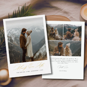Merrily Ever After Wedding Christmas Photo Gold Foil Holiday Card