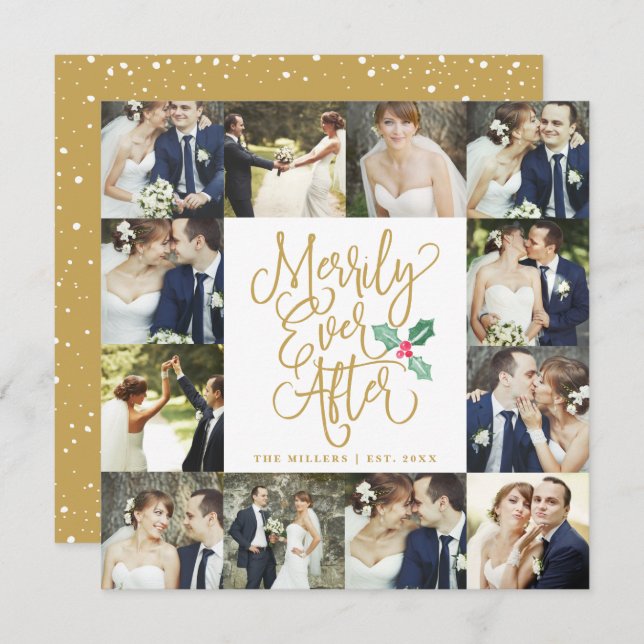 Merrily Ever After Wedding Holiday 12 Photo Card (Front/Back)