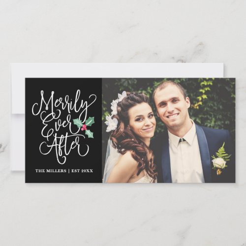 Merrily Ever After Wedding Holiday Photo  Black