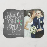 Merrily Ever After Wedding Holiday/Thank You Photo Invitation<br><div class="desc">Spread love while showing off your wedding photos this holiday season with this chic and modern Just Married Holiday Photo card. Perfect for the newly married couple to use as a holiday card, wedding announcement or thank you card around the holidays season. This card highlights your wedding photo by pairing...</div>